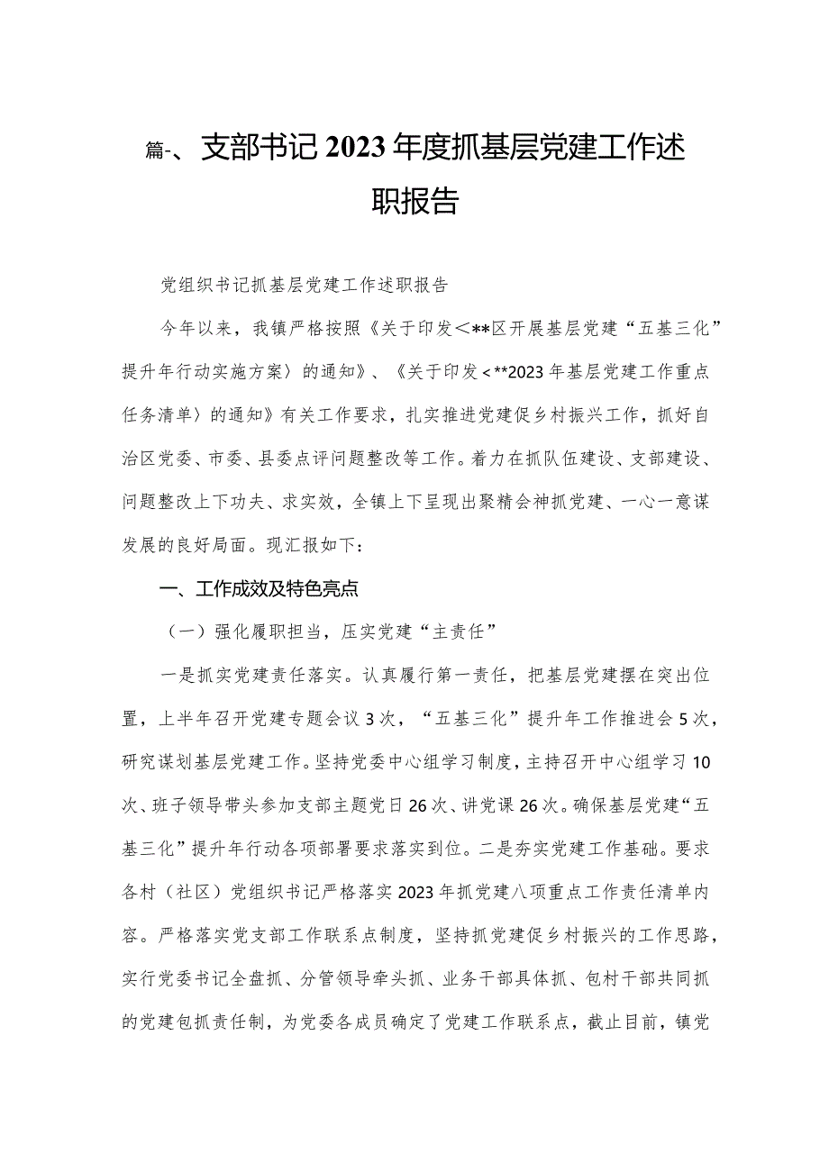 支部书记2023年度抓基层党建工作述职报告10篇供参考.docx_第2页