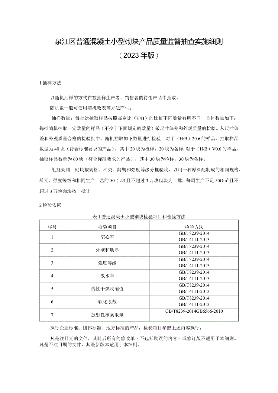 綦江区普通混凝土小型砌块产品质量监督抽查实施细则2023年版.docx_第1页