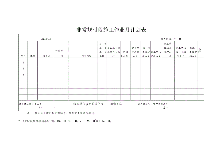 非常规时段施工作业月计划表.docx_第1页