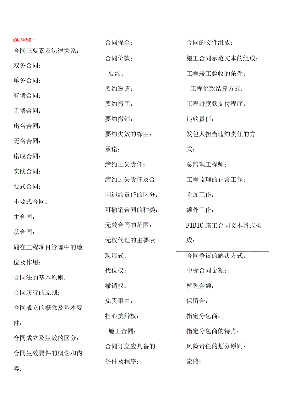 四川自考20151月建设工程合同FIDIC考试知识点整理.docx_第1页