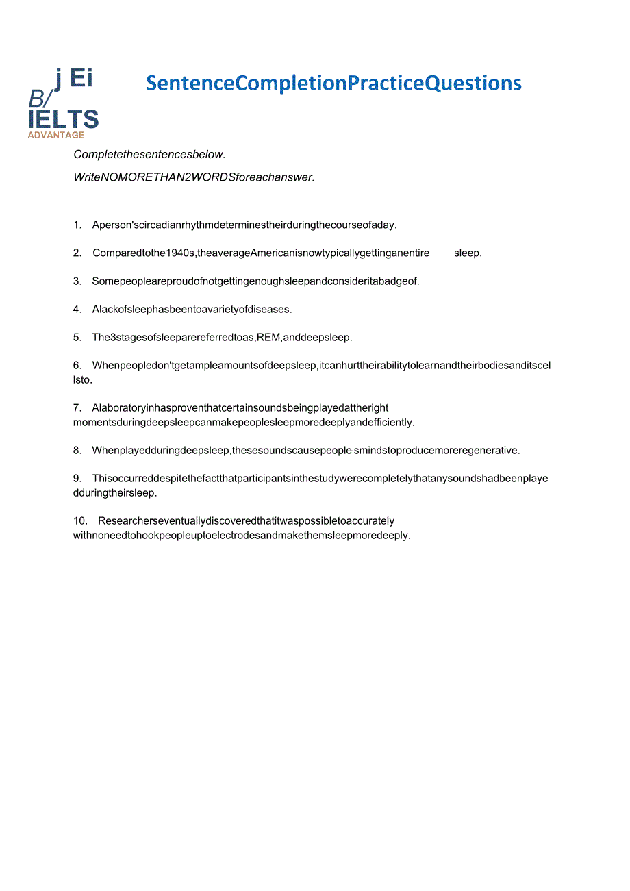 2024剑桥雅思讲义Sentence_Completion_Practice_Questions_1.docx_第1页