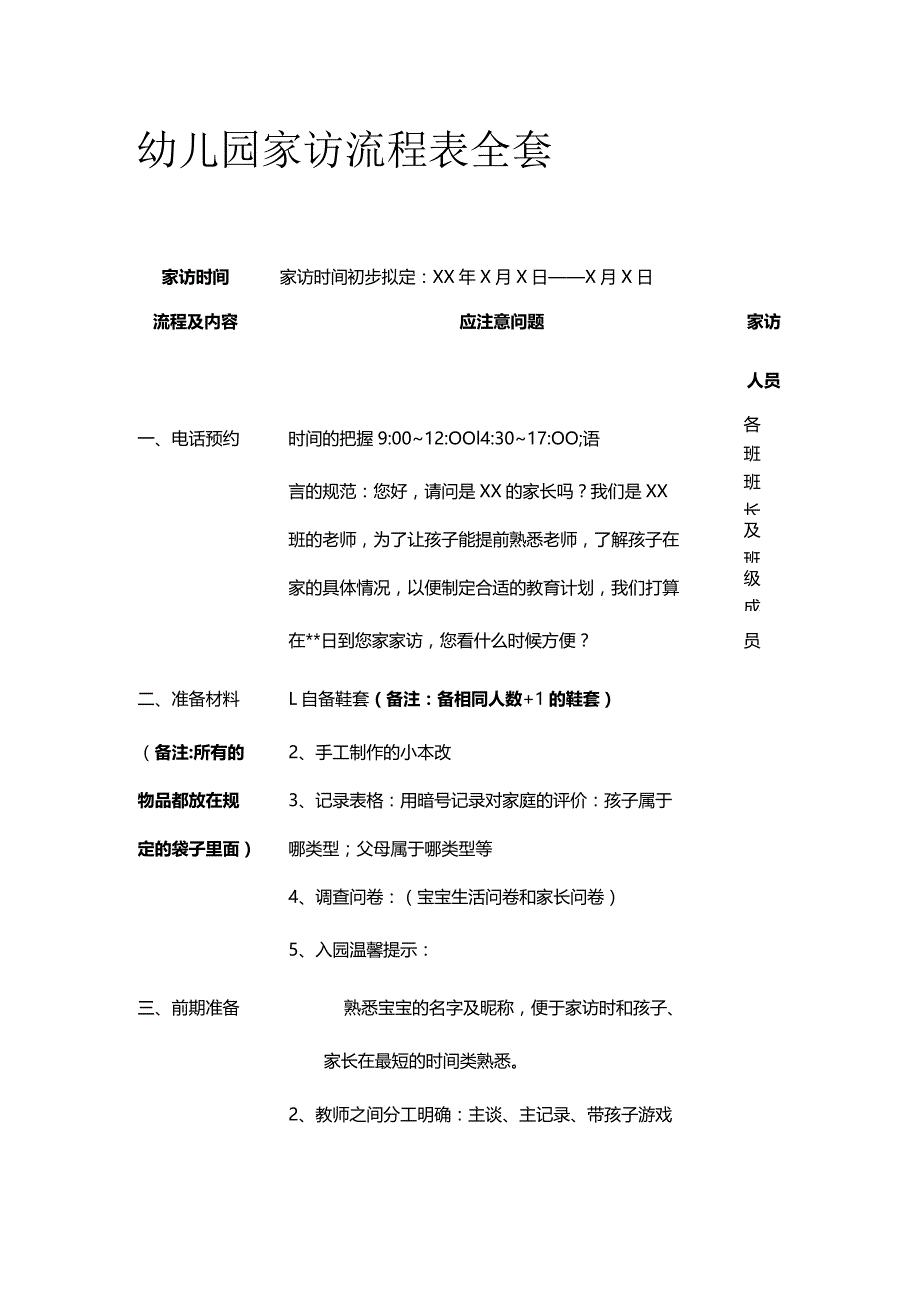 幼儿园家访流程表全套.docx_第1页