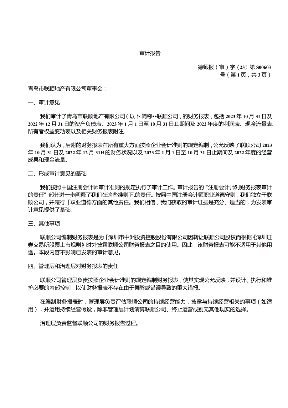 中洲控股：青岛市联顺地产有限公司审计报告.docx_第3页