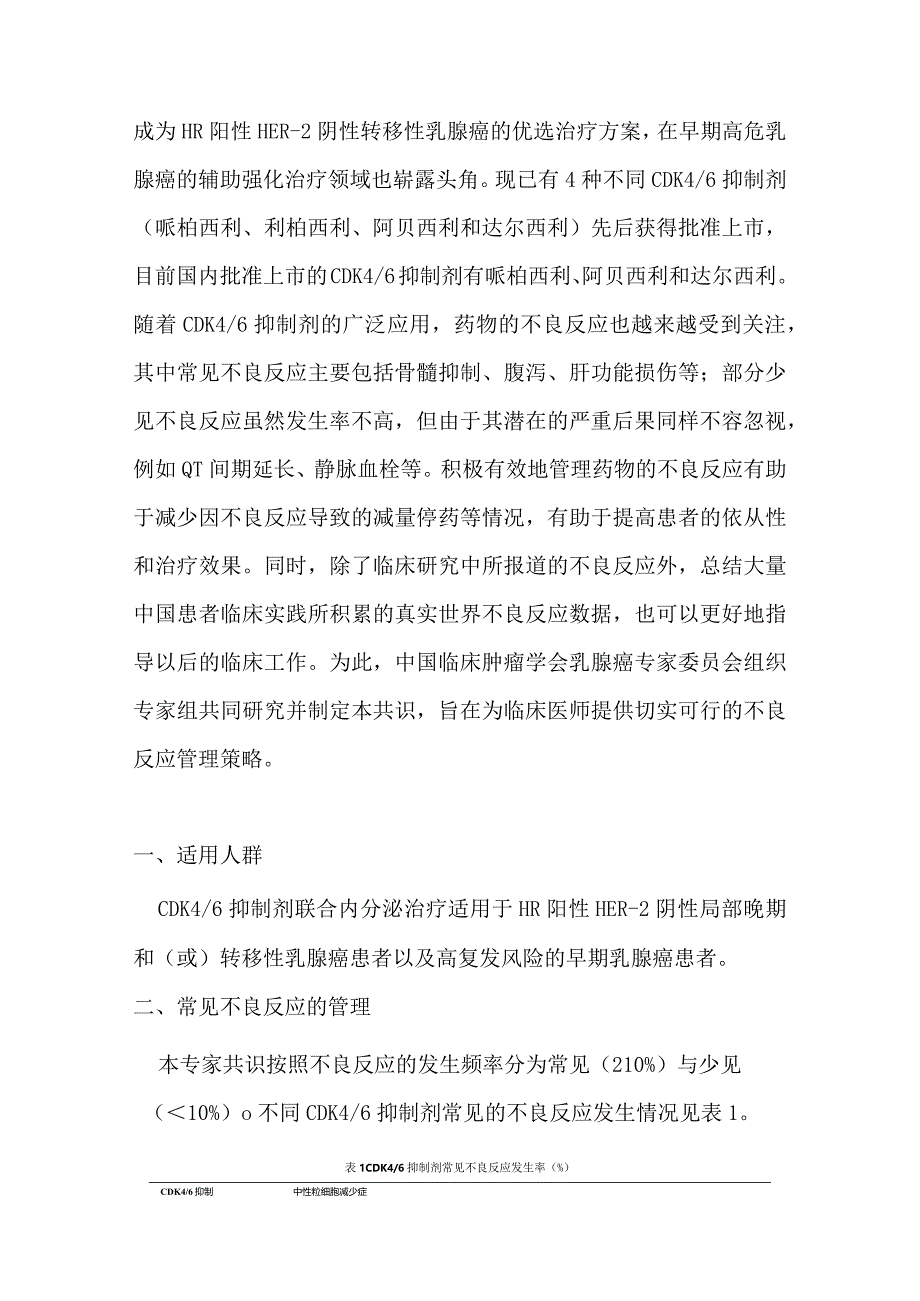 最新：乳腺癌CDK46抑制剂相关性不良反应管理共识.docx_第2页