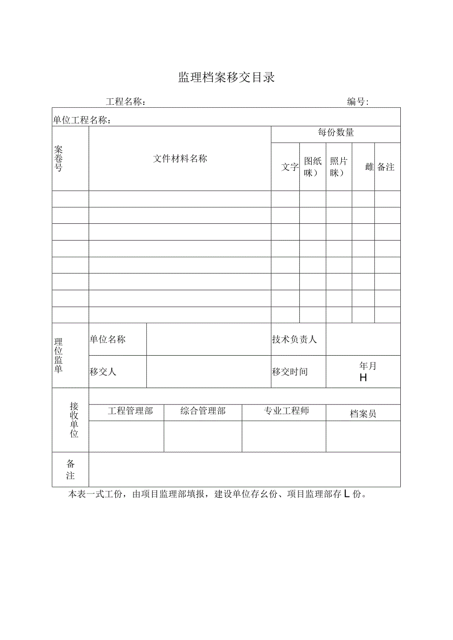 监理档案移交目录表.docx_第1页