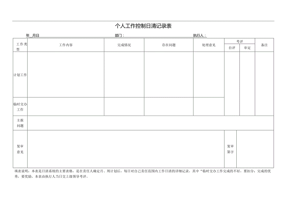 个人工作控制日清记录表.docx_第1页