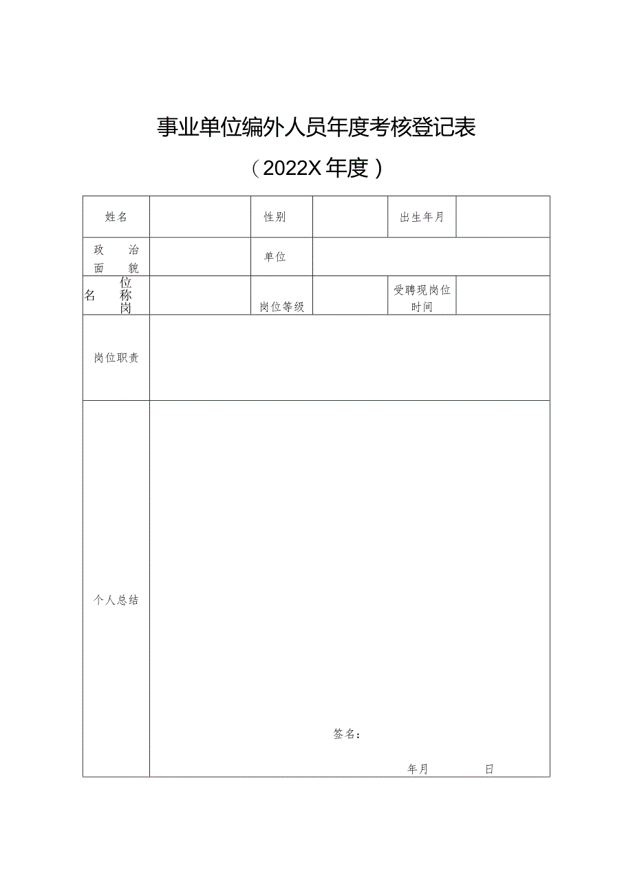 （编外人员）年度考核登记表(单位自行留存).docx_第1页