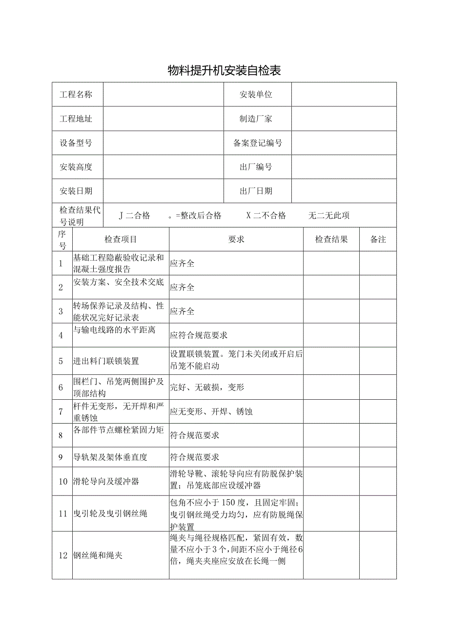 物料提升机安装自检表.docx_第1页