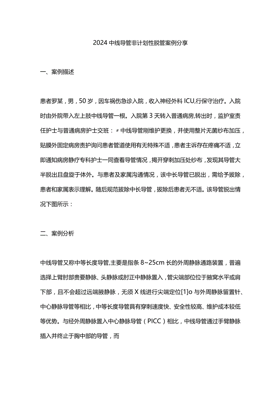 2024中线导管非计划性脱管案例分享.docx_第1页