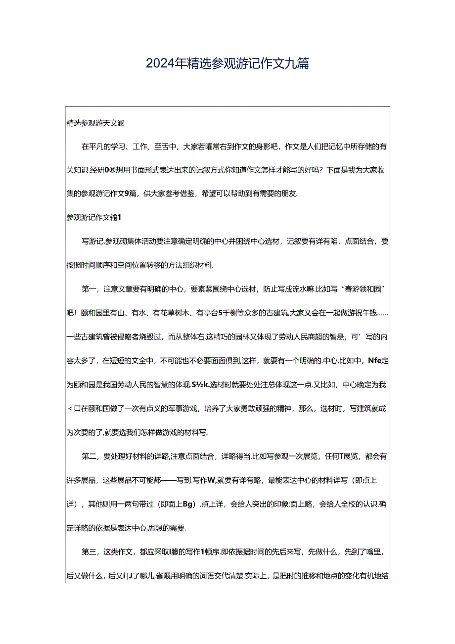 2024年精选参观游记作文九篇.docx_第1页