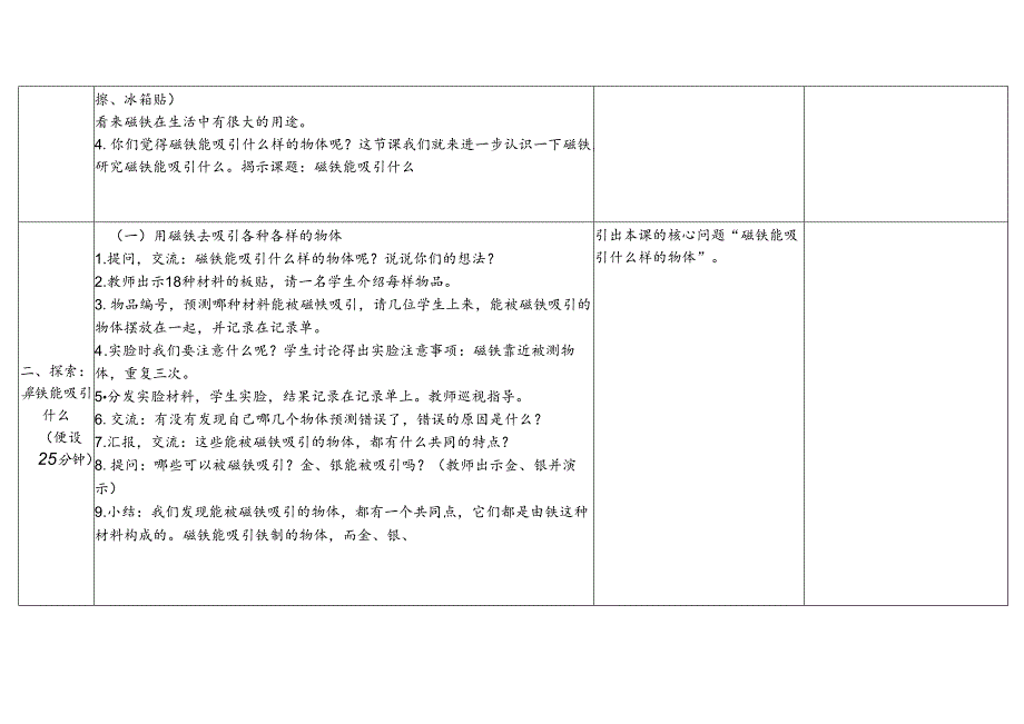 1.1磁铁能吸引什么教学设计公开课教案教学设计课件资料.docx_第3页