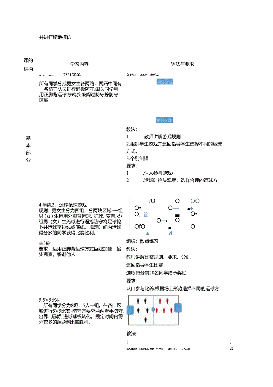 人教四年级体育与健康第3课足球-正脚背直线运球游戏与比赛 大单元课时教案.docx_第3页