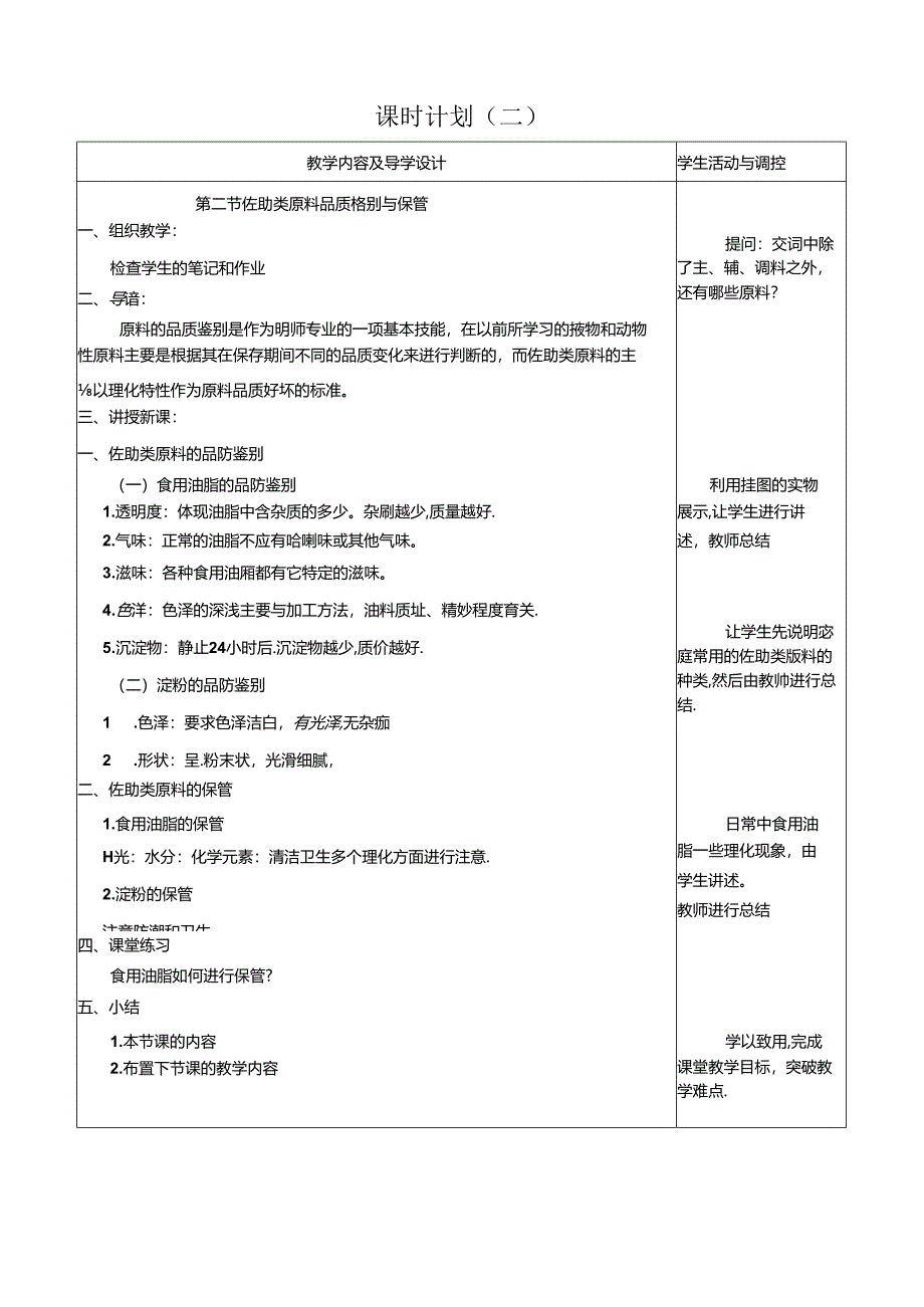 9.3佐助类原料的品质鉴别与保管 教案（表格式）-烹饪原料知识（高教版）.docx_第2页