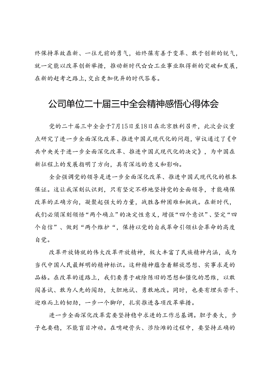 (十五篇)公司单位二十届三中全会精神感悟心得体会.docx_第3页