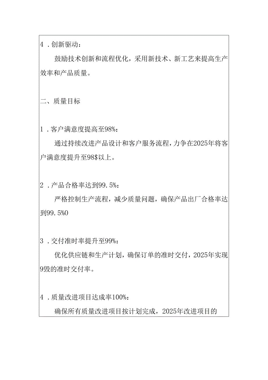 2025年质量方针、质量目标及行动计划.docx_第2页