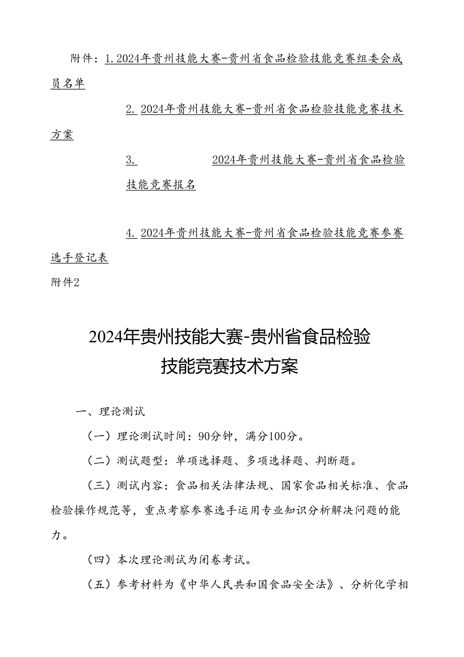 2024年贵州技能大赛-贵州省食品检验技能竞赛技术方案.docx_第1页