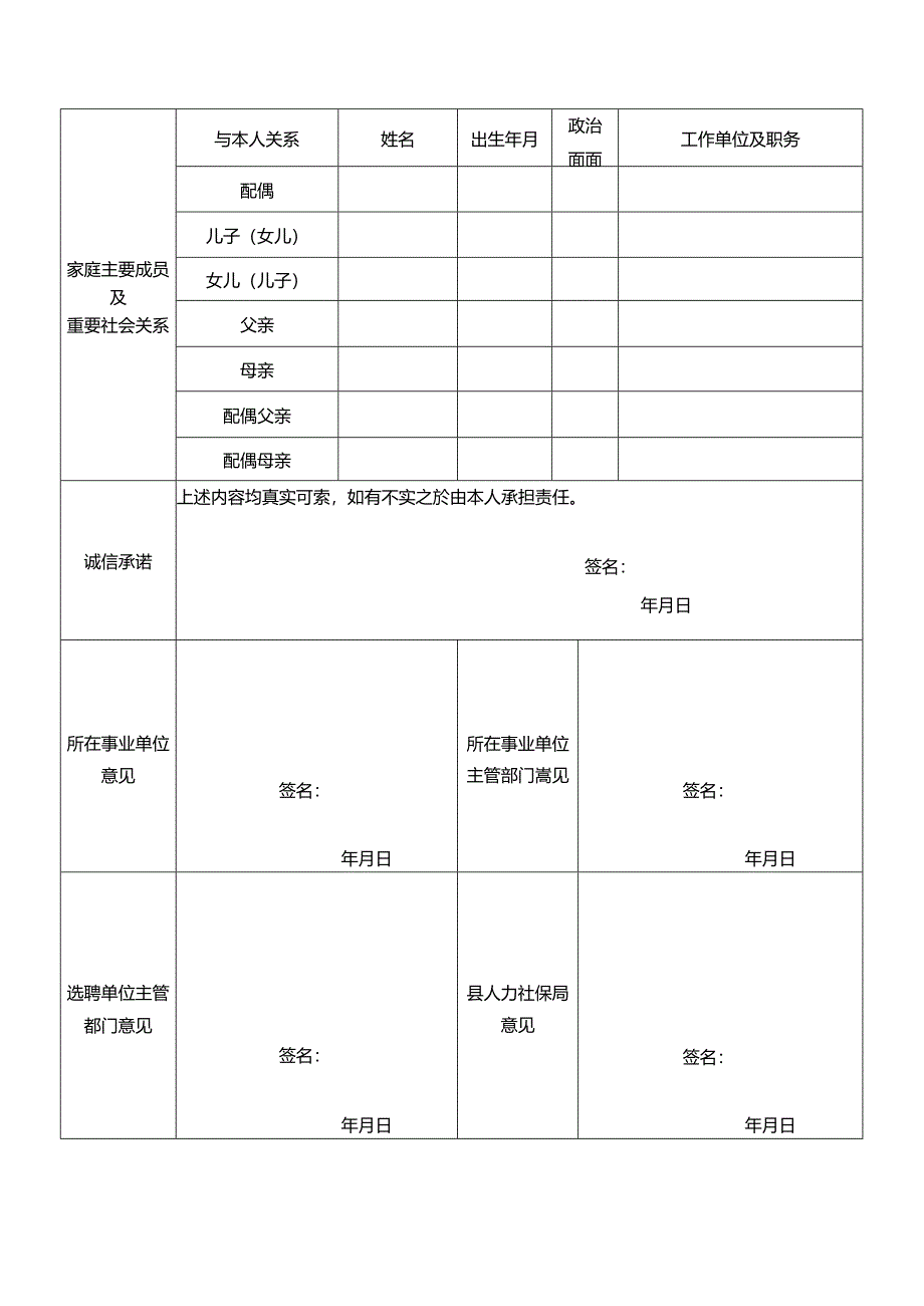 事业单位公开选聘工作人员报名表.docx_第2页