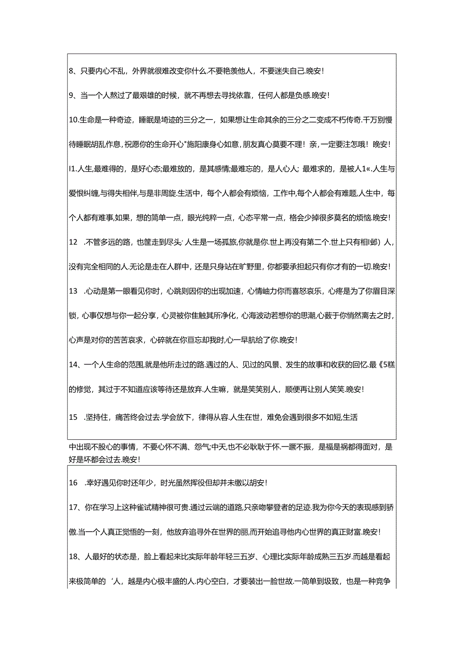 2024年年简短的温馨的晚安心语朋友圈集锦53句.docx_第2页