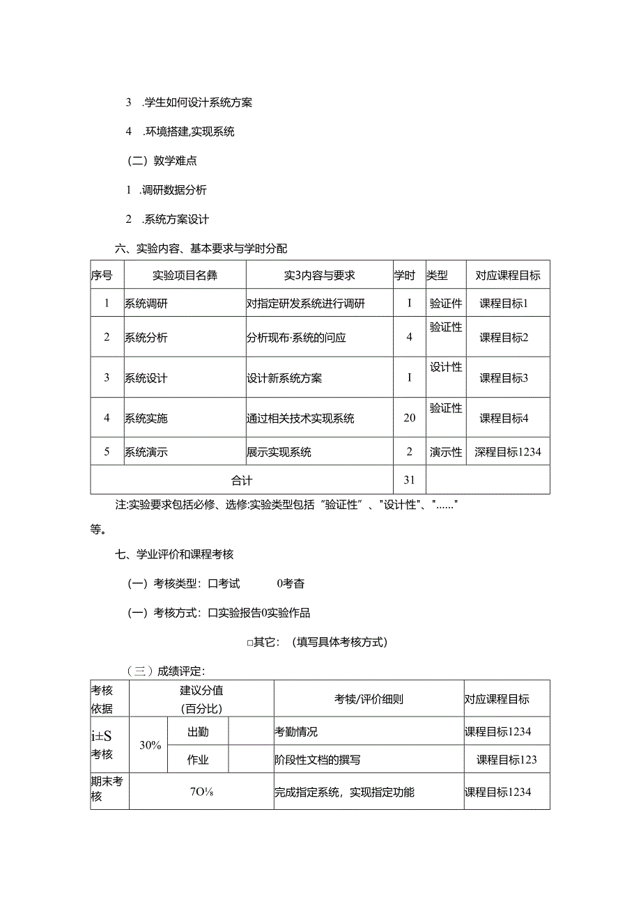 0423S06032-信息系统分析与设计实验-2023版人才培养方案课程教学大纲.docx_第3页