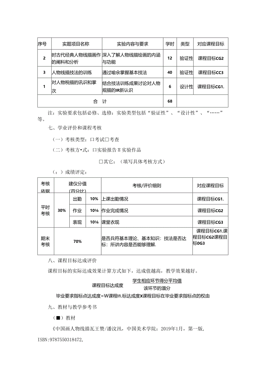 0823S04019-人物线描临摹-2023课程教版培养方案课程教学大纲.docx_第3页