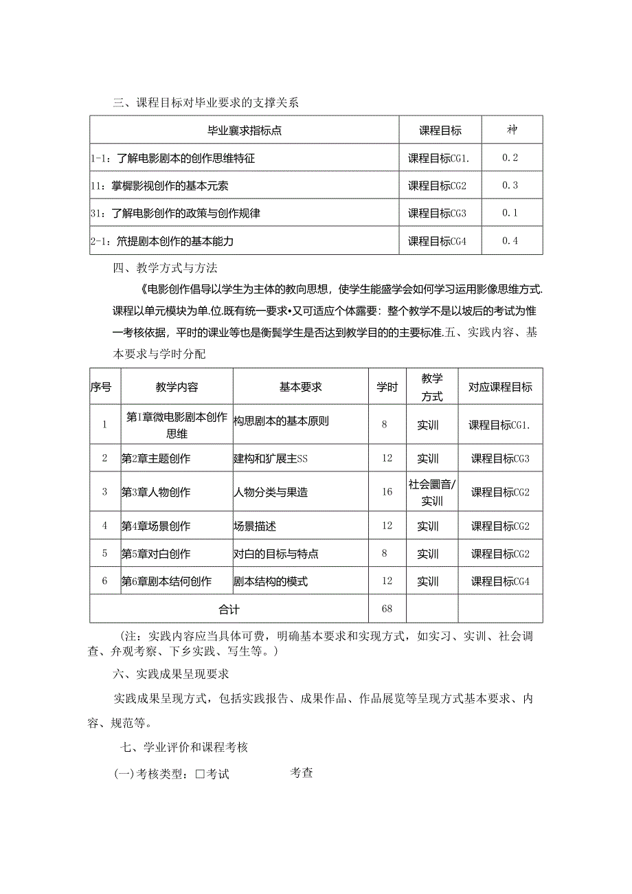 0823S03029-电影创作（实践）-2023版人才培养方案课程教学大纲.docx_第2页