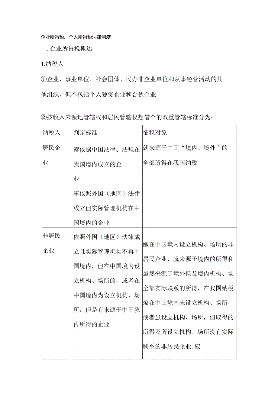 会计初级经济法基础企业所得税和个人所得税主要知识点.docx_第1页