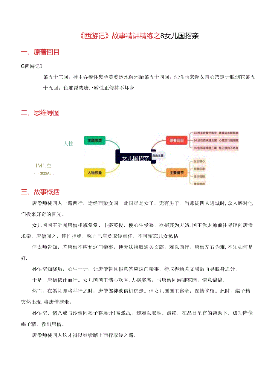 09《女儿国招亲》-《西游记》故事精讲精练.docx_第1页