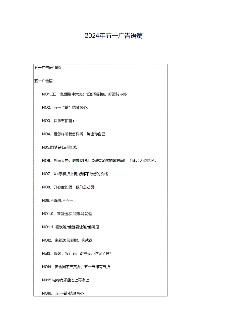 2024年五一广告语篇.docx_第1页