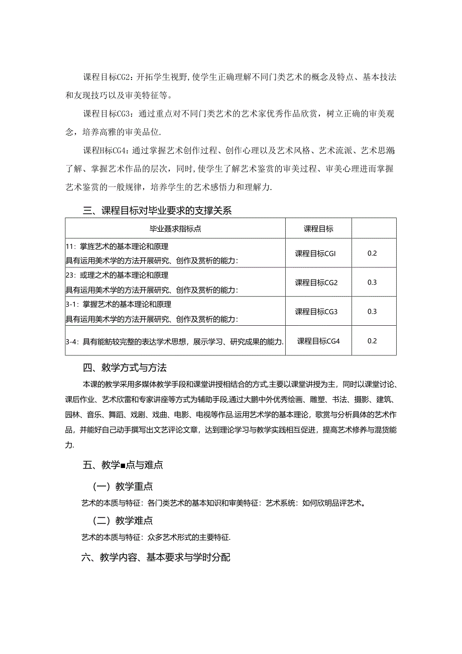 0823D00006-艺术概论-2023版培养方案课程教学大纲.docx_第2页