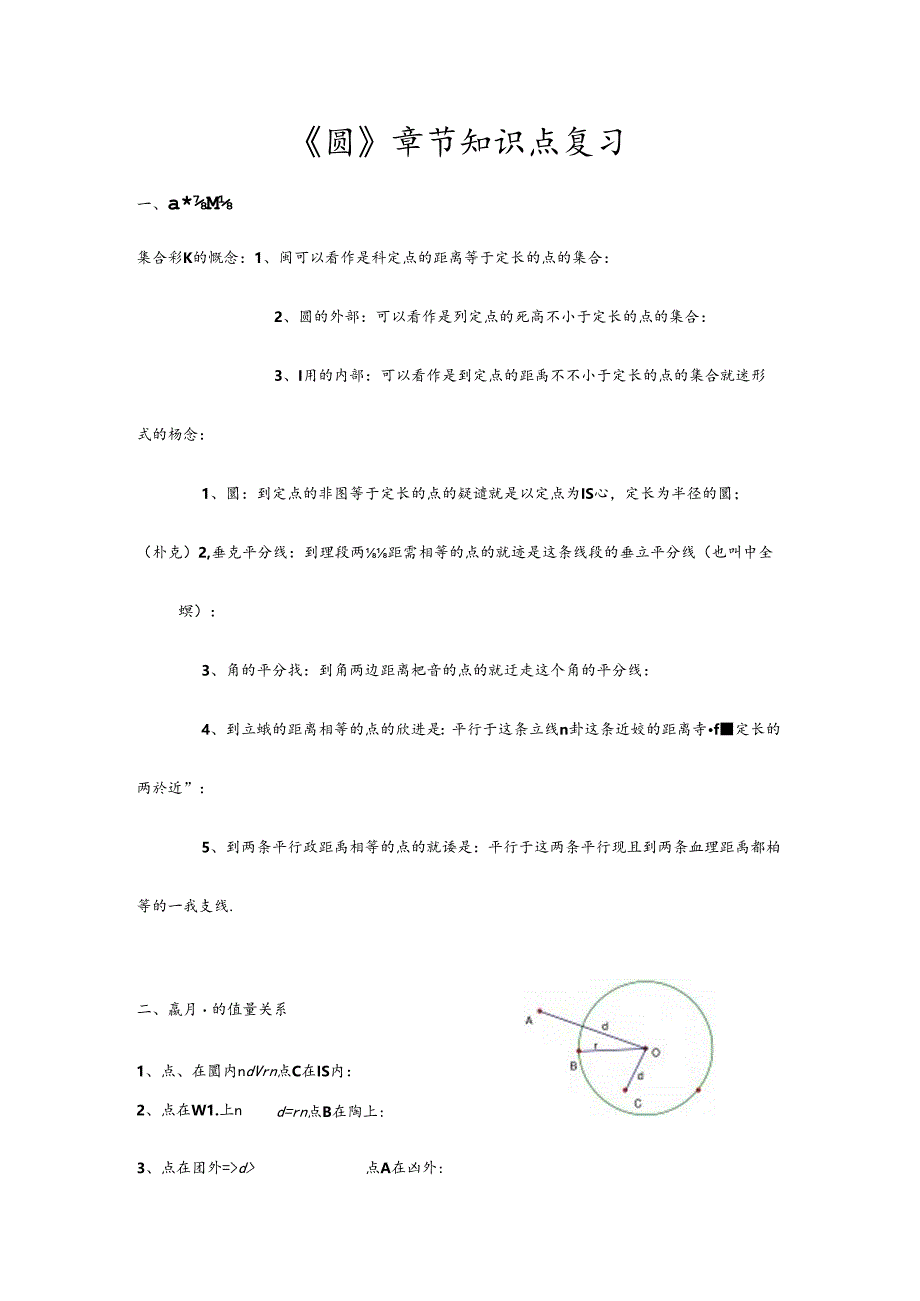 2024年初三《圆》章节知识点复习专题.docx_第1页