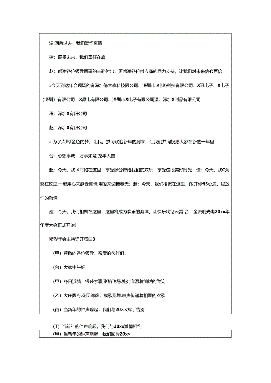 2024年精彩年会主持词开场白（通用8篇）.docx_第3页