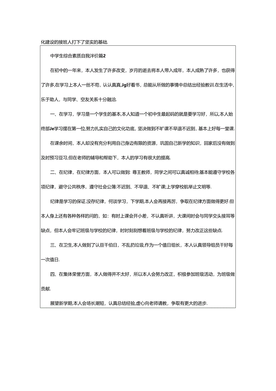 2024年中学生综合素质自我评价（精选21篇）.docx_第2页