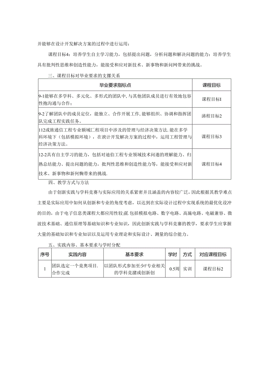 1323D01025-科技创新实践与学科竞赛-2023版人才培养方案课程教学大纲.docx_第2页