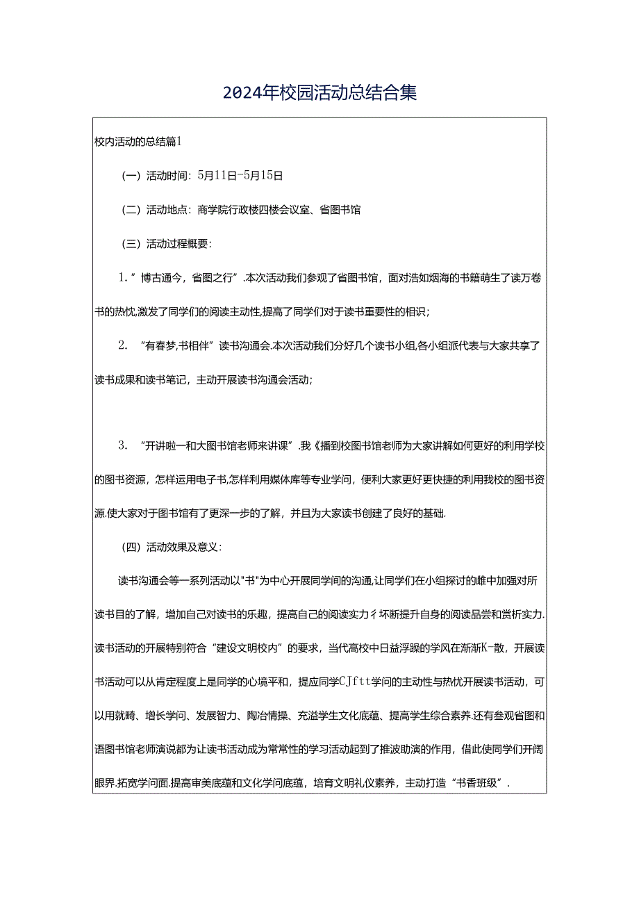 2024年校园活动总结合集.docx_第1页