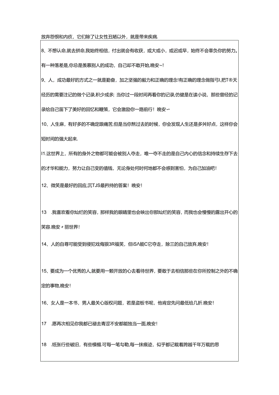 2024年年精选青春励志晚安语录朋友圈大集合82条.docx_第2页