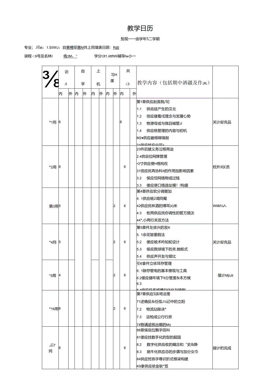 4.《供应链管理》教学日历.docx_第1页