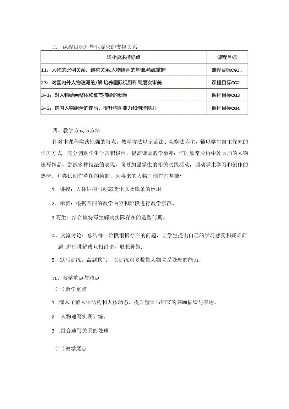 0823S04018-人物速写-2023课程教版培养方案课程教学大纲.docx_第2页