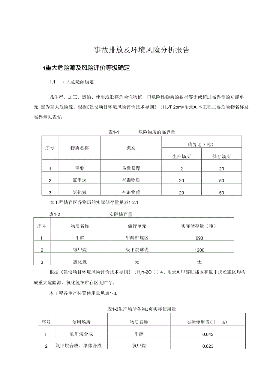 事故排放及环境风险分析报告.docx_第1页