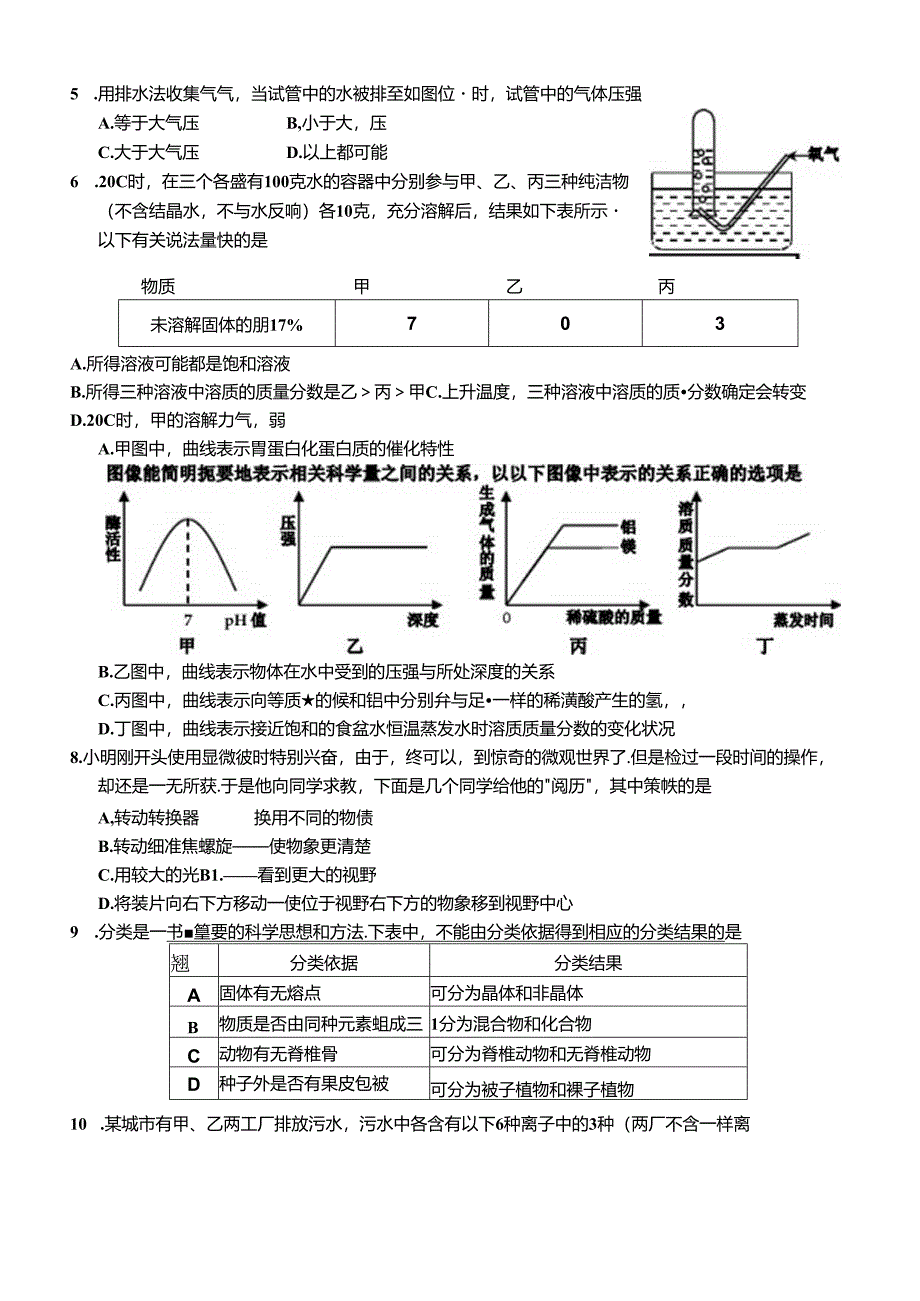 2023年新昌中学提前招试卷科学试题卷.docx_第3页