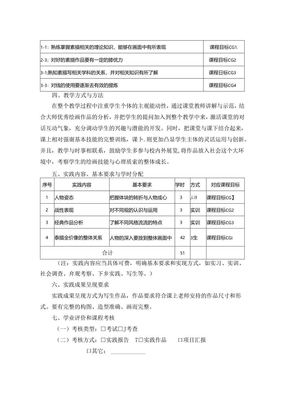 0823D04005-素描半身像-2023版培养方案课程教学大纲.docx_第2页