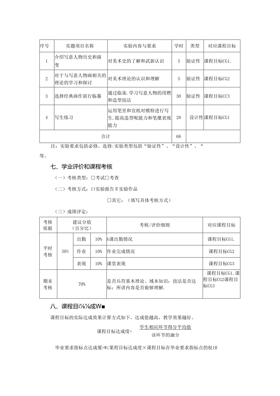 0823S04042-写意人物临摹与写生-2023版培养方案课程教学大纲.docx_第3页