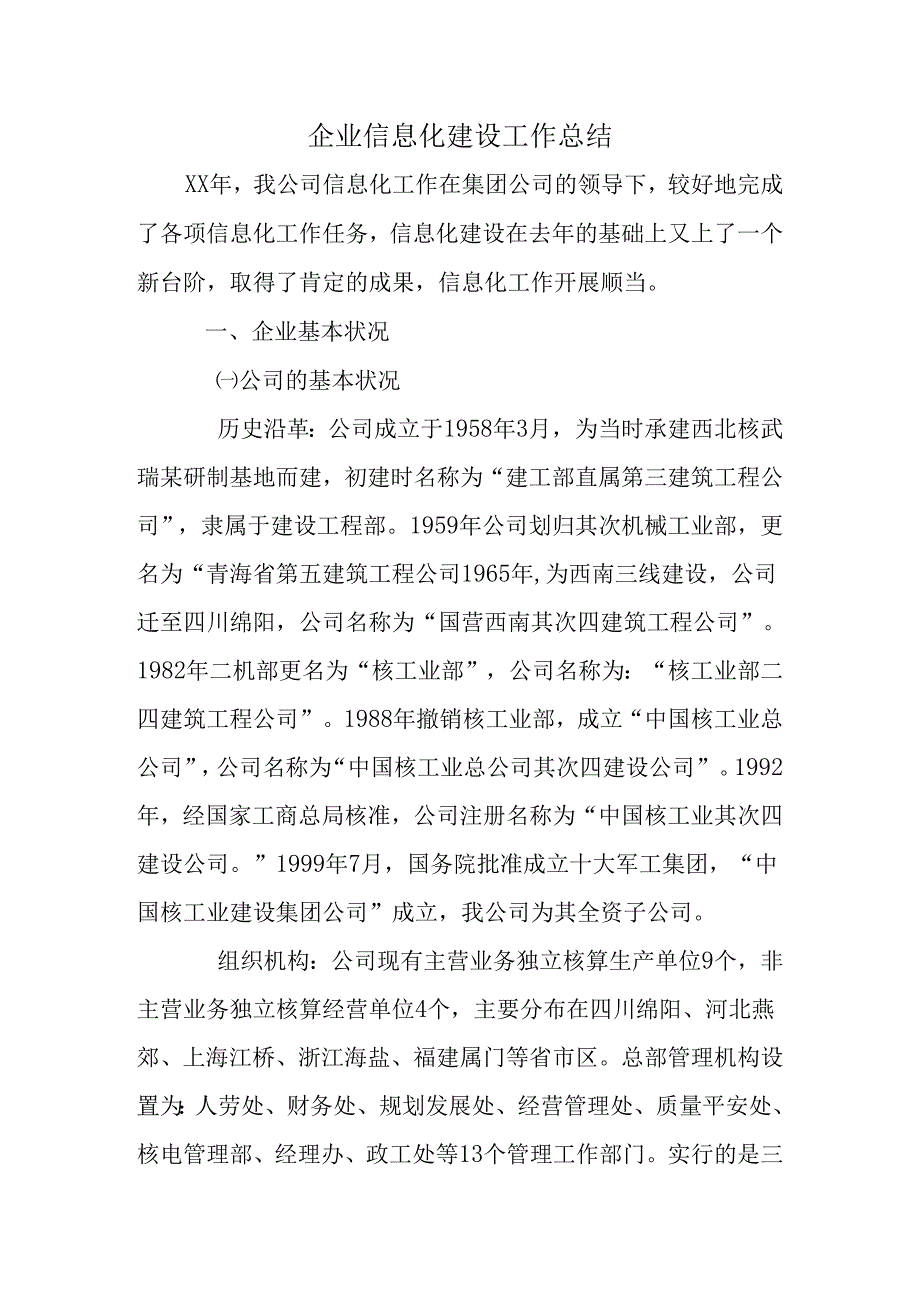 企业信息化建设工作总结.docx_第1页