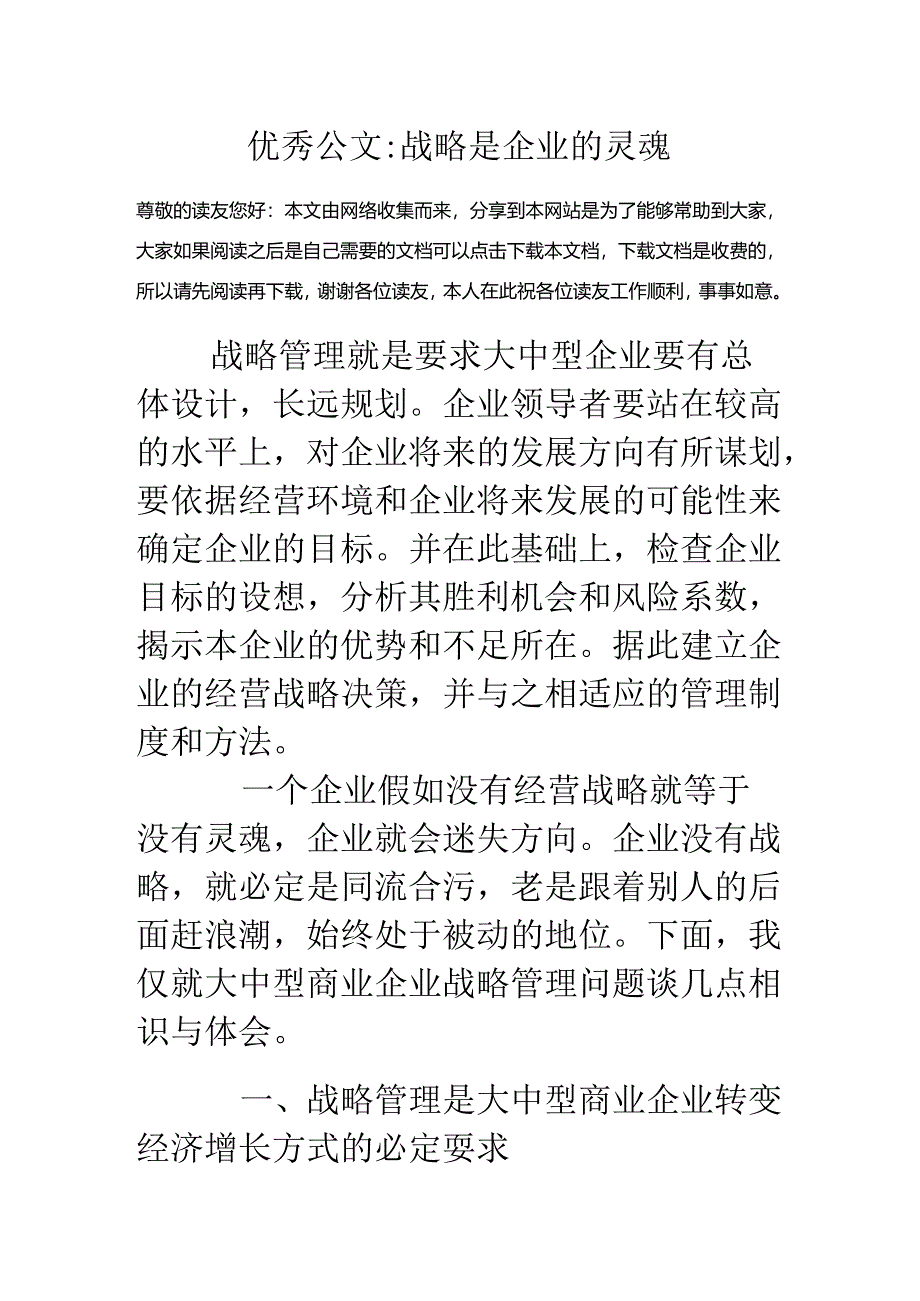 优秀公文-战略是企业的灵魂.docx_第1页