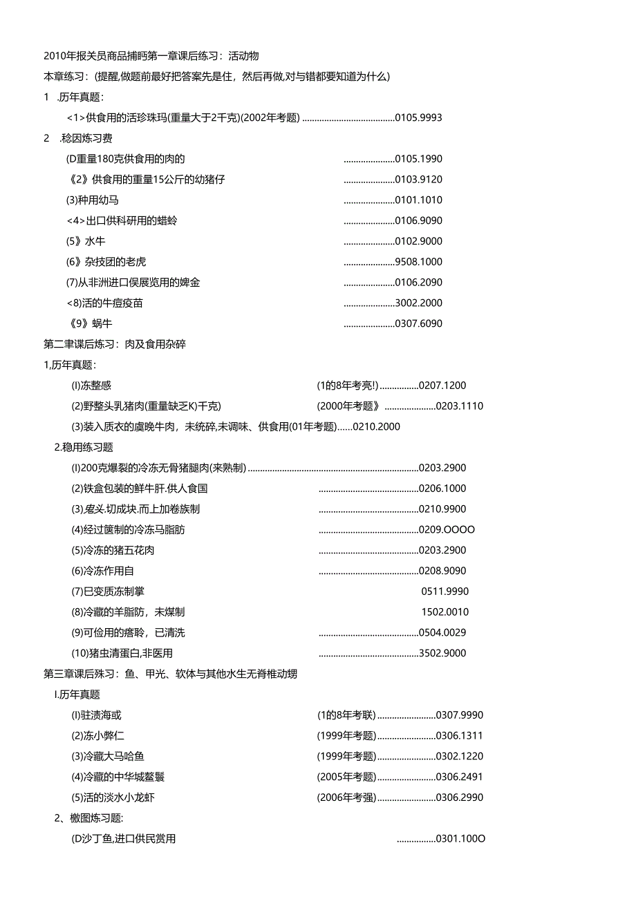 XXXX报关编码练习.docx_第1页