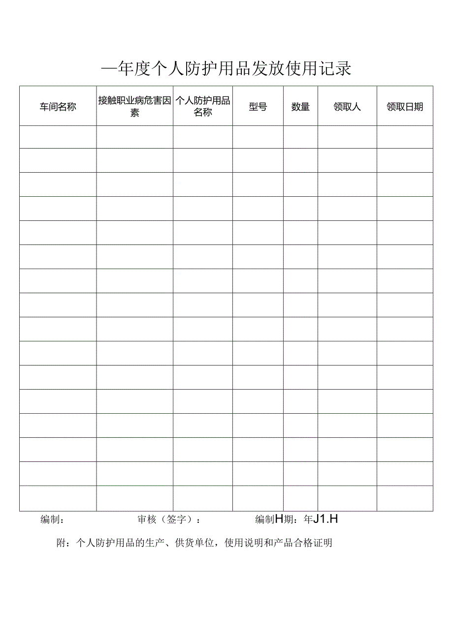 个人防护用品发放使用记录 .docx_第1页