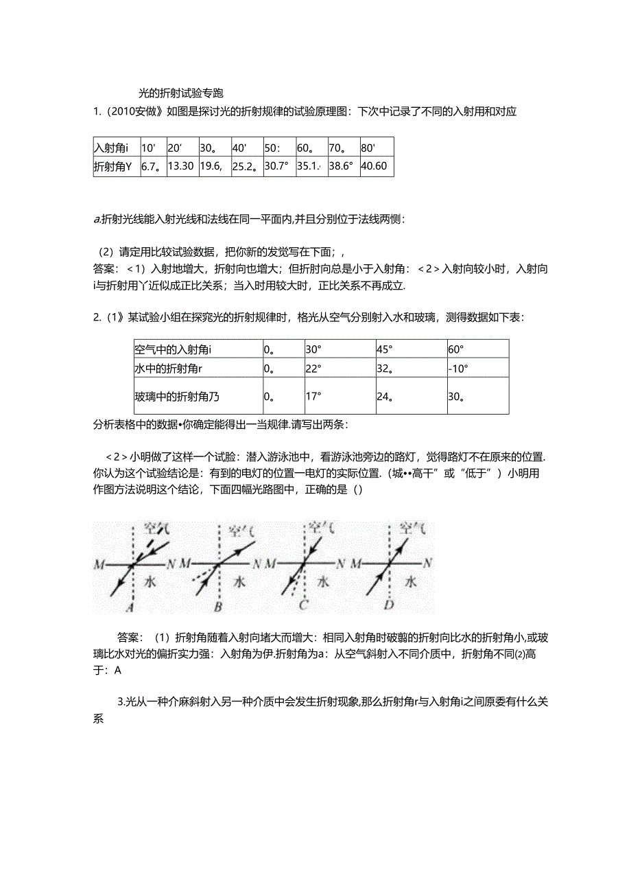 光的折射实验专题.docx_第1页