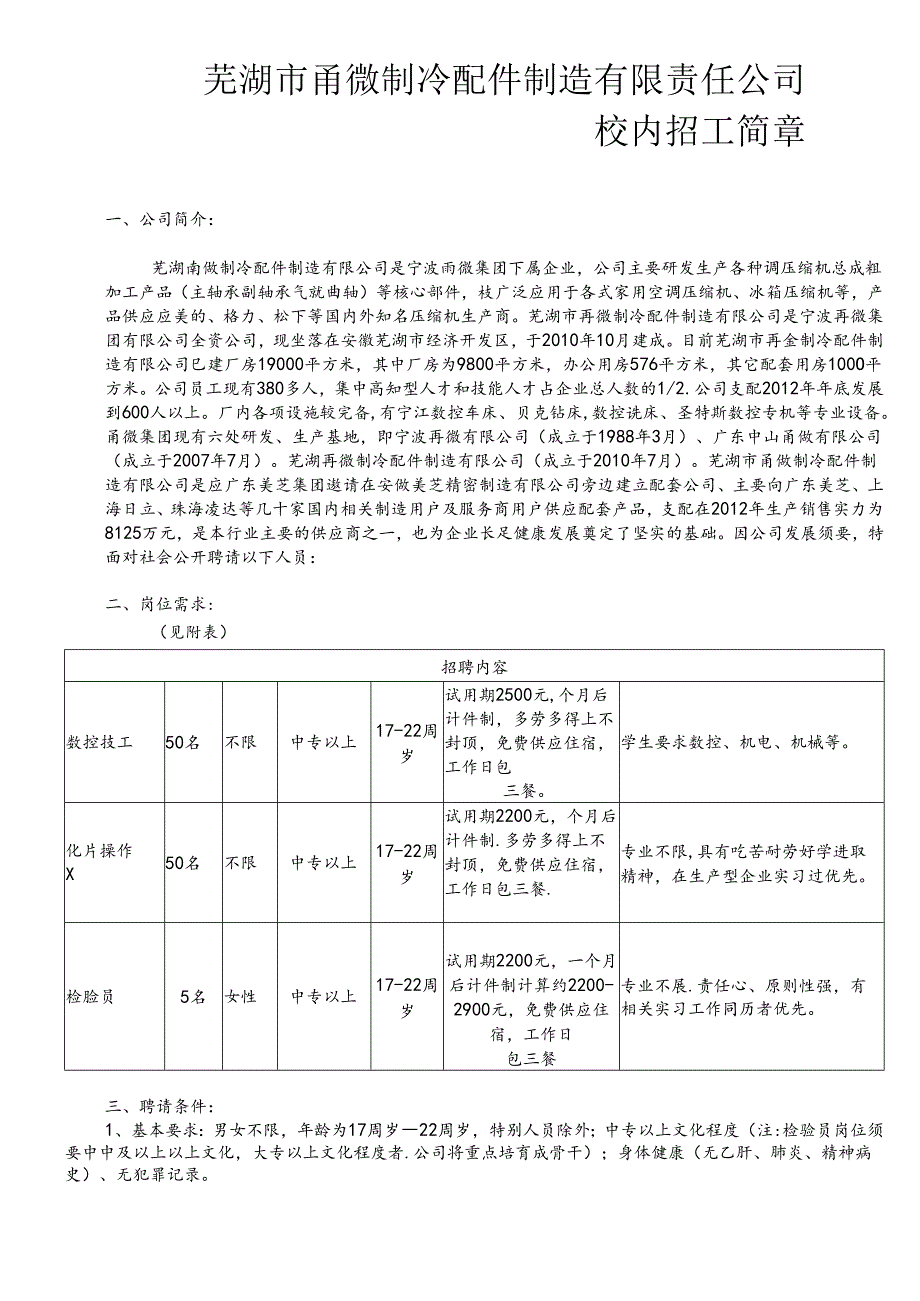 公司招工简章.docx_第1页