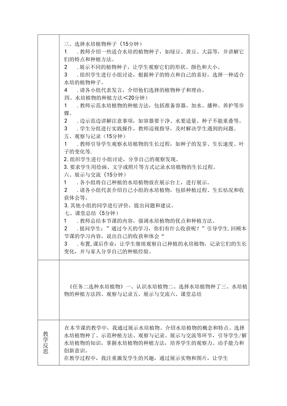 《任务二 选种水培植物》教学设计-2024-2025学年劳动技术一年级上册浙教版.docx_第2页