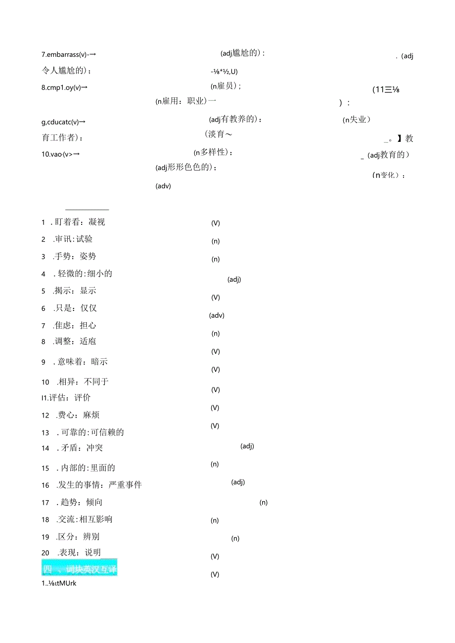 人教版（2019）选择性必修 第一册Unit 4 Body Language基础测评小卷（含答案）.docx_第3页