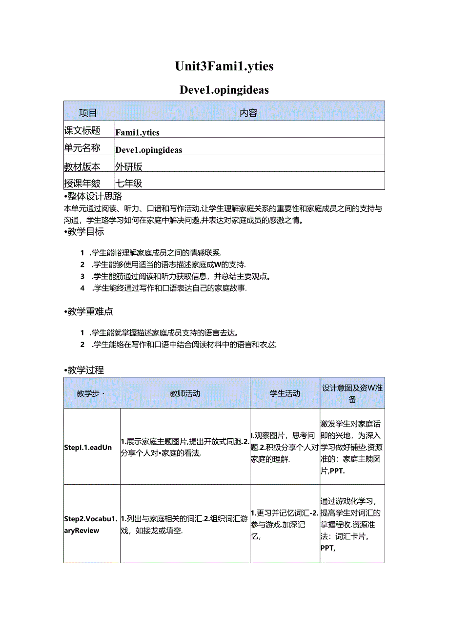 Unit 3 Developing ideas 教学设计-外研版（2024）七年级上册.docx_第1页